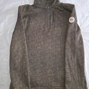 Weird Fish Sweatshirt Winter Warm Men's UK Size Small Green tweed Henley 1/2 Zip